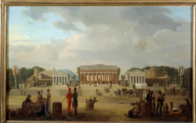Vue du grand théâtre sur la Place de la Concorde à Paris pour la fête de la Paix le 18 brumaire an X (9/11/1801)
