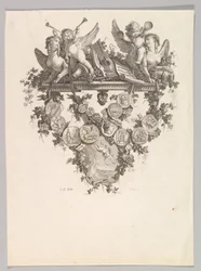 Vignette avec sphinx et putti, 1779