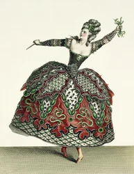 Costume pour une Furie dans Iphigénie en Tauride et plusieurs autres opéras, gravé par René Gaillard, vers 1780