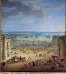 Les Écuries vues du château de Versailles, prises de la cour de marbre, Françoise d