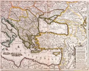 Carte de la Méditerranée orientale et des pays de la mer Noire, Turquie et provinces d