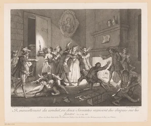 Intérieur avec un groupe de personnes se battant (Scènes du Roman Comique de Scarron)