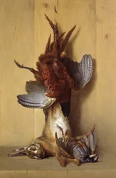 Nature morte avec un lièvre, un faisan et une perdrix rouge, 1753