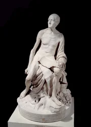 François-Marie Arouet dit Voltaire nu (1694-1778) Sculpture en marbre de Jean-Baptiste Pigalle (1714-1785) 1776. Paris, Musée du Louvre