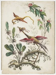 Ornement. Chinoiserie. Fleurs et oiseaux., 1770
