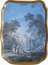 Paysage de parc avec compagnie élégante (peinture sur toile)
