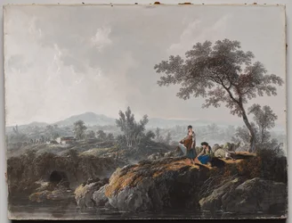 Bergers dans un paysage