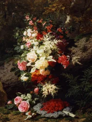 Nature morte avec framboises. Peinture de Jean Baptiste Robie (1821-1910) Collection privee.