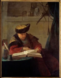Un chimiste dans son laboratoire ou un philosophe occupé à sa lecture