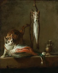 Nature morte avec chat et poisson