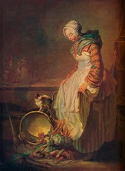 Femme avec chaton, 18e siècle
