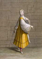 Une jeune fille de Fine, planche 72 du «Recueil de cent estampes représentant les différentes nations du Levant» de Charles de Ferriol, gravée par J. de Franssieres, 1707-08