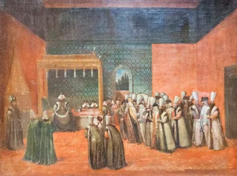 Le sultan Ahmed III recevant un ambassadeur européen, vers 1725