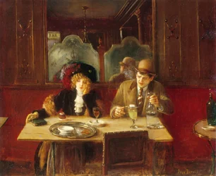 Au café, buveurs d