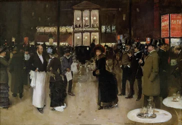 Le boulevard Montmartre, la nuit, devant le théâtre des Variétés