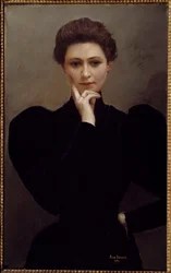 Méditation Une jeune femme pensive habillée à la mode Belle Époque
