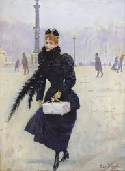Femme parisienne à la Place de la Concorde, vers 1890