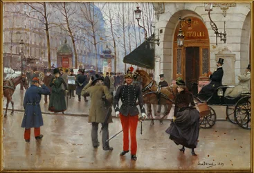Le boulevard des Capucines et le théâtre du Vaudeville, Paris (peinture sur toile)