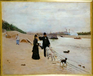 Les berges de la Seine (peinture sur toile)