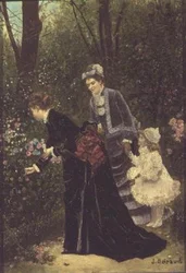 Jeunes femmes cueillant des fleurs, 1885