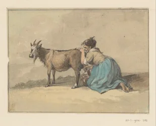 Femme trayant une chèvre