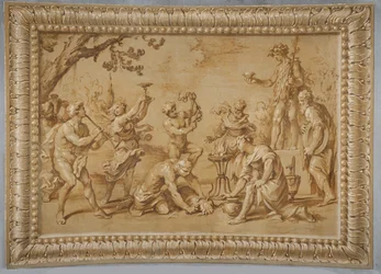 Faux relief doré, avec Bacchus et une scène de sacrifice