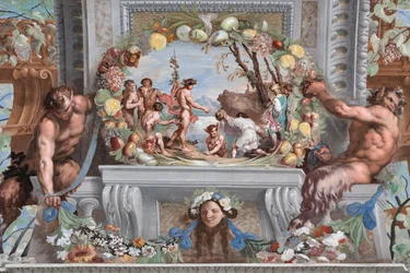 Un des quarante et un panneaux avec des scènes qui narrent les événements de Bacchus