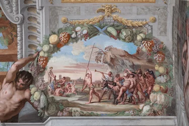 Un des quarante et un panneaux avec des scènes qui narrent les événements de Bacchus