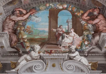 Un des quarante et un panneaux avec des scènes qui narrent les événements de Bacchus