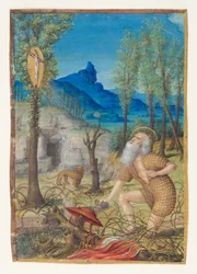 Saint Jérôme pénitent dans un ermitage, verso : texte de l
