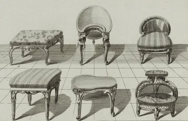 Tabourets, Bidets de Toilette, Marchepied, publié vers le milieu des années 1770