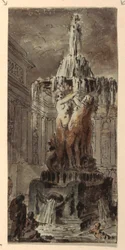 Fantaisie architecturale avec fontaine