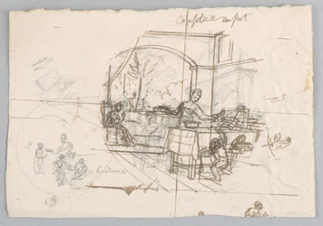 Conception pour une assiette en porcelaine peinte, Confiture en Pot pour le Service des Objets de Dessert