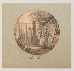 Design pour une assiette en porcelaine peinte, Les Poires du Service des Objets de Dessert