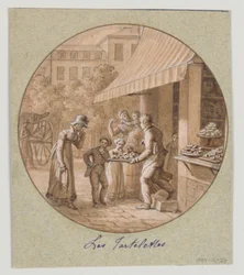 Conception pour une assiette en porcelaine peinte, Les Tartelettes pour le Service des Objets de Desserts