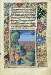 Ms Lat. Q.v.I.126 fol.26 Moïse et les Israélites regardant les Égyptiens se noyer dans la mer, du Livre d