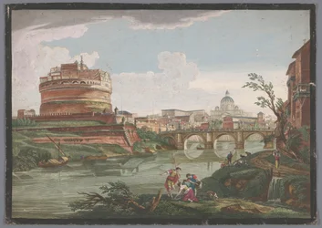 Vue du château Saint-Ange et du pont Saint-Ange sur le Tibre à Rome