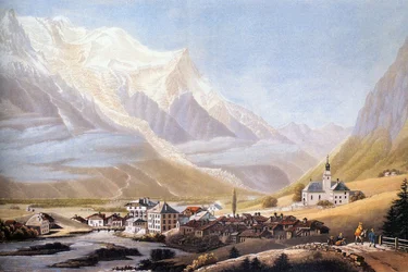 Vallée de Chamonix et massif du Mont-Blanc, vers 1810 (gravure)