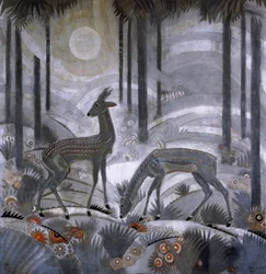 Deux cerfs dans une forêt