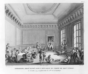 Robespierre amené blessé, dans l