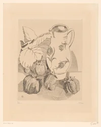 Nature morte avec fraises et cruche