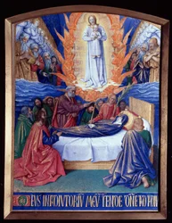 Les Heures de la Vierge : la Mort de la Vierge, miniature dans Les Heures d