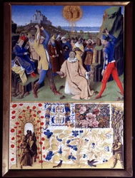 Le martyre de Saint Étienne par lapidation, miniature tirée du Livre d