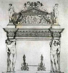 Cheminée de la salle des ambassadeurs, dans le palais ducal, à Venise, de 