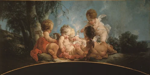 Groupe de cinq Amours jouant avec des colombes, vers 1761