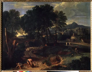 Paysage avec troupeau de moutons sur la route