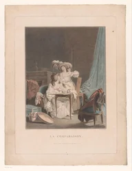 Deux femmes aux seins nus devant un miroir