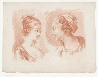 Deux têtes de femmes (6.e Feuille du 8.e Cahier) (Composities met delen van het menselijke lichaam) (Huitième Cahier de Principes de Dessin)
