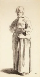 Une femme debout tenant une tasse, c.1852-56