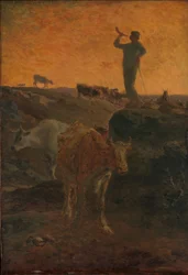 Appel des vaches à la maison, vers 1872